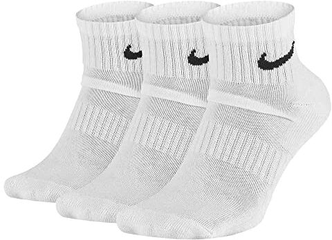 Nike Calzini da uomo Everyday Cushion alla caviglia (3 paia) (confezione da 3), Nero e bianco, L