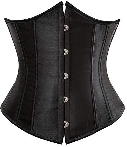 WLFFW Corsetto Donna Corpetto Sottoseno Eleganti Satin (EU(50-52) 7XL, Nero)