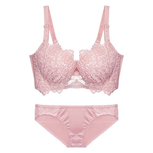 WENJUNneiyi WENJUN Set Reggiseno Sexy Ricamo Regolabile con Anello in Acciaio Intimo 4 Colori Opzionale (Colore : Pink, Dimensioni : 70A)