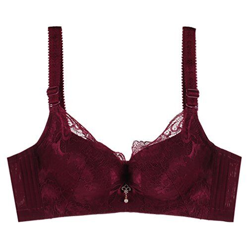 WENJUNneiyi WENJUN Pizzo Reggiseno Sexy Signore Non-Spugna Comfort Senza Cerchi Biancheria Intima 2 Colori Opzionali