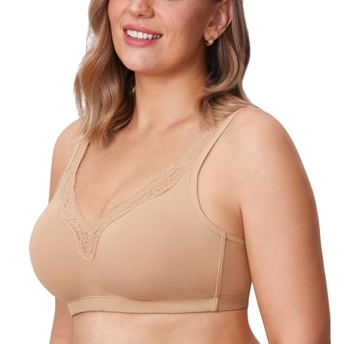 DELIMIRA Donna Reggiseno Cotone Senza Ferretto Non Imbottito Taupe 7F