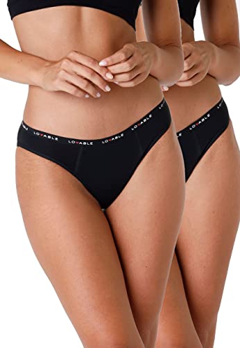 LOVABLE Slip da Ciclo Mestruale Flusso Abbondante Period Panties Bi-pack Donna x2, Nero, XS