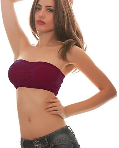 Toocool Reggiseno Fascia Donna Tanti Colori Push up Top Imbottito Sottogiacca BRA1419 [L/XL,Bordeaux]