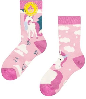 Dedoles Calzini Unisex Donna Uomo & Bambini Calze Cotone con tanti Design divertenti sinistra destra diversi, colore: Rosa, disegno: Unicorno con sciarpa (caldi), taglia: 31-34