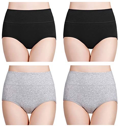 wirarpa Mutande Donna Vita Alta Slip Boxer Elastica Cotone Culotte Nero Grigio Pacco da 4 Taglia XS