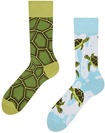 Dedoles Calzini Unisex Donna Uomo & Bambini Calze Cotone con tanti Design divertenti sinistra destra diversi, colore: Verde, disegno: Tartarughe marine, taglia: 35-38