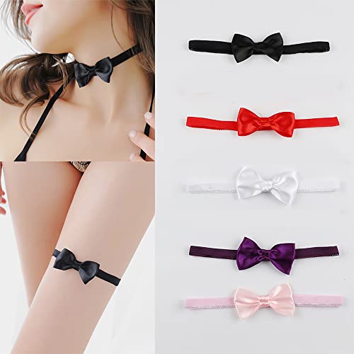 Sttiafay 5pcs Bowknot giarrettiere di velluto per matrimonio sposa sexy Bow Tie giarrettiera cintura nastro coscia anello set Cosplay lingerie accessori per le donne ragazze adolescenti