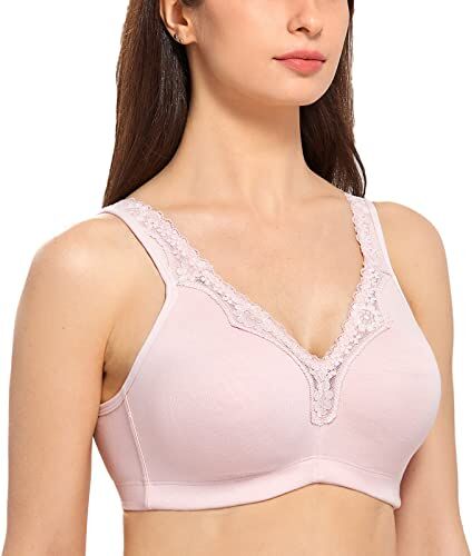 DELIMIRA Donna Reggiseno Cotone Senza Ferretto Non Imbottito Rosa Nudo 9F