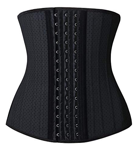 YIANNA Donna Corsetto Dimagrante Stringivita Traspirante Latex Waist Trainer Fitness Bustino Modellante Body Shaper Nero L 20173