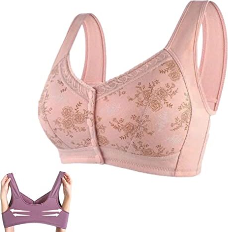 BIRKIM Wmstylist.com Bra,Wm Stylist Bra Front Closure,Cotton Front Closure Bra for Middle Aged Elder Woman (44/100, Bean paste)