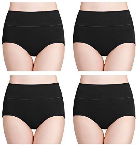 wirarpa Mutande Donna Vita Alta Slip Boxer Elastica Cotone Culotte Nero Pacco da 4 Taglia XS