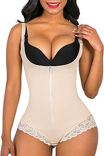 SHAPERX Donna Fajas Reductoras Colombianas Body Contenitivo Modellante Shapewear Intimo Snellente Pancera Contenitiva Addominale Controllo Bodysuit, UK-SZ7200-Beige-XS