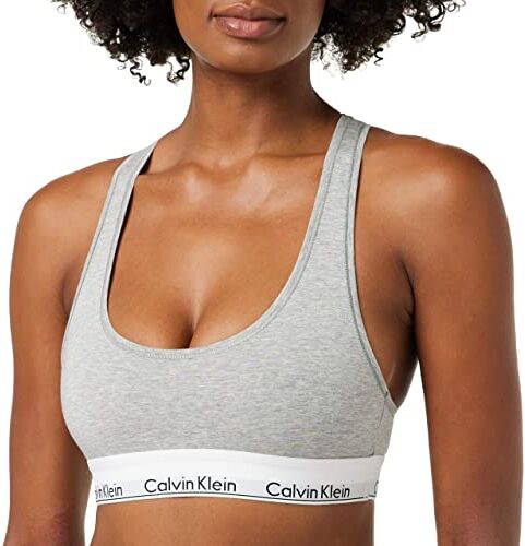 Calvin Klein Unlined Bralette 0000F3785E, Grigio (Grey Heather), M Donna