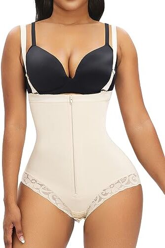 YIANNA Body Contenitivo Modellante Donna Pancia Piatta Guaina Snellente Intimo Pancera Contenitiva Shaper Invisibile Shapewear Perizoma Beige XL 7273