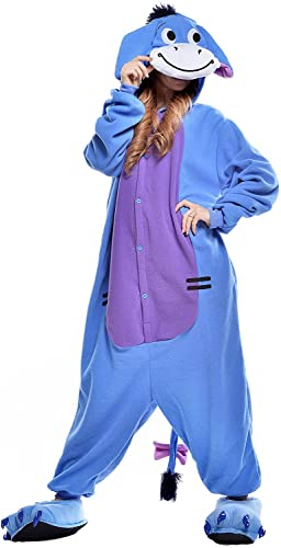 ZKomoL Animali Pigiama Kigurumi Onesie Unisex per Adulti per Feste e Cosplay Costume (S, Asinello)