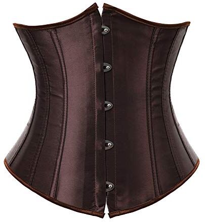 WLFFW Corsetto Donna Corpetto Sottoseno Eleganti Satin (EU(38-40) XL, Marrone)