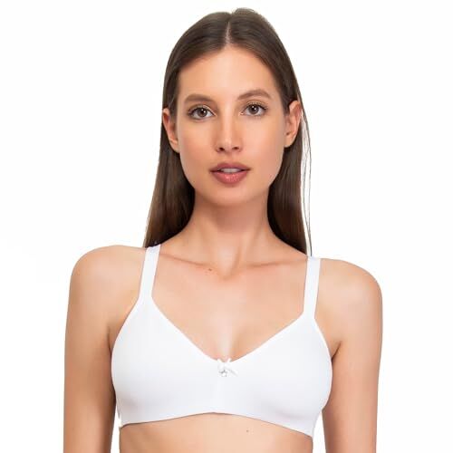 SÌèLEI , Reggiseno Senza Imbottitura e Senza Ferretto, Realizzato in Cotone Biologico, 100% Naturale, Designed in Italy, Color Bianco, Taglia 1C