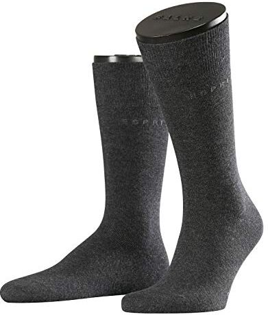 Falke ESPRIT Basic Uni 2-Pack M SO cotone tinta unita confezione di 2 paia, Calzini Uomo, Grigio (Anthracite Melange 3080), 39-42