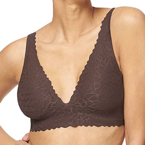 Sloggi Zero Feel Lace 2.0 Top, Bustino Donna, Marrone (Ebony Brown), M