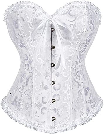 SZIVYSHI Moda Da donna Pizzo Su nuziale Tesoro Corsetto Bustino Superiore (Bianco, XXL)