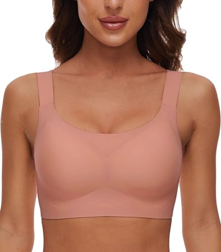 Yutdeng Reggiseno da Donna Senza Ferretto Senza Cuciture Intimo Push Up con Cuscinetti Rimovibili Lingerie Bralette Tracolla Regolabile Comodo e Morbido Reggiseni Basic,Rosa,M