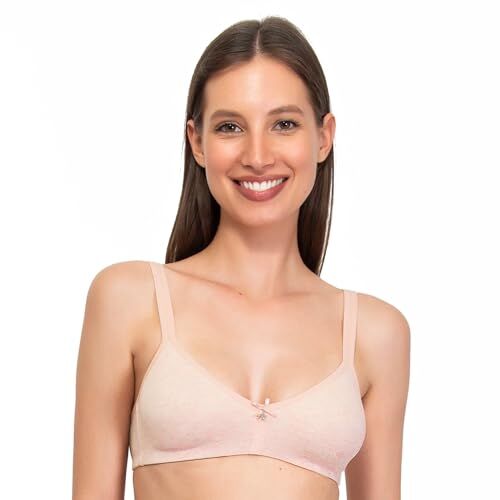 SÌèLEI , Reggiseno Senza Imbottitura e Senza Ferretto, Realizzato in Cotone Biologico, 100% Naturale, Designed in Italy, Color Rosa Melange, Taglia 1B