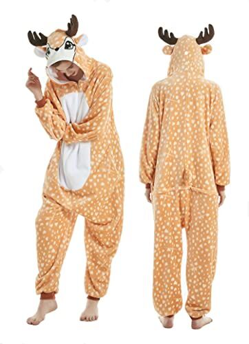 ZKomoL Animali Pigiama Kigurumi Onesie Unisex per Adulti per Feste e Cosplay Costume (L, Sika Deer)