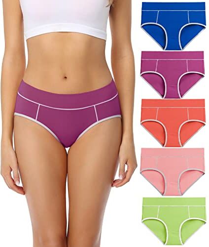 wirarpa Mutande Slip Donna Vita Media in Cotone Elasticizzato Pacco da 5 Multicolore Taglia XL