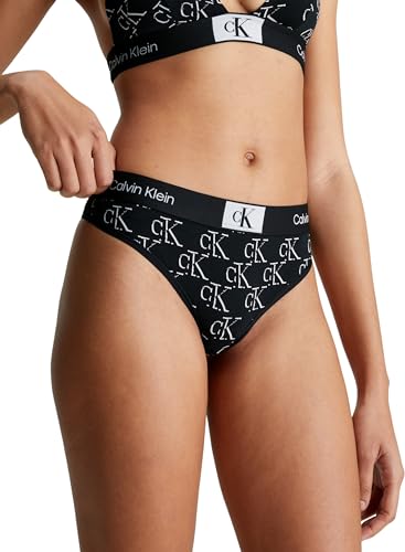 Calvin Klein Donna Perizoma Tanga, Nero (Litho Ck Print+Black), XL