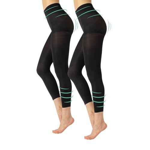 CALZITALY Leggings Riposante e Modellante, Pantacollant Microfibra, Compressione Media 8 mm/Hg, Shaper & Push Up   100 Den   Nero   S, M, L, XL   Made in Italy (2 X Nero, M)