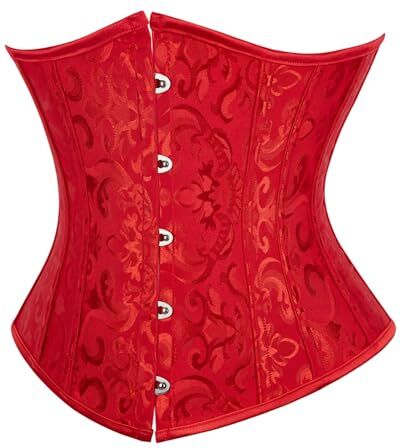 SZIVYSHI Corset Danna Sottoseno Corsetto Waist Trainer Corpetto Bustino Body Shaper Modellante Rinforzato con Stecche,Jacquard Rosso,XL