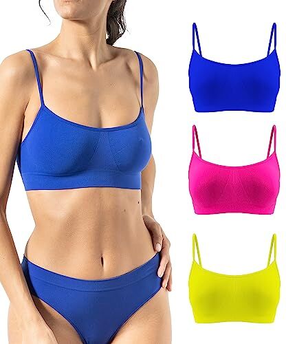 Risalti Reggiseno Senza Ferretto Spalla Stretta 3 pz Bralette Donna in Microfibra, Brassiere Top Donna Elasticizzato, Intimo Donna, Senza Cuciture Made in Italy