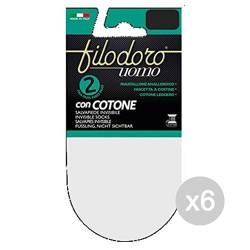 Filodoro Set 6 Salvapiede Cotone 44-46 Bianco 2Paia Calze Collant da Donna, Multicolore, Unica