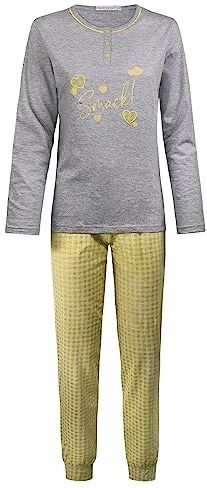 NOTTINGHAM Pigiama Donna Cotone Manica Lunga Art. 37088 Giallo S