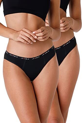 LOVABLE Slip da Ciclo Mestruale Flusso Medio Period Panties Bi-pack Donna x2, Nero, XS