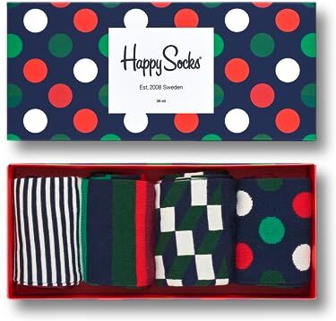 Happy Socks Holiday Big DOT Gift Box Calzini, Multicolor (Multicoloured), 41-46 (Pacco da 4) Unisex