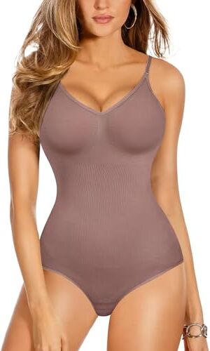 Gotoly Body Modellante Donna Shapewear Body Contenitivo Modellante Spallino Regolabile Intimo Snellente Shaper Pancia Piatta Dimagrante Shaping Bodysuit Bustier Seamless Fajas (3XL/4XL, Marrone viola)