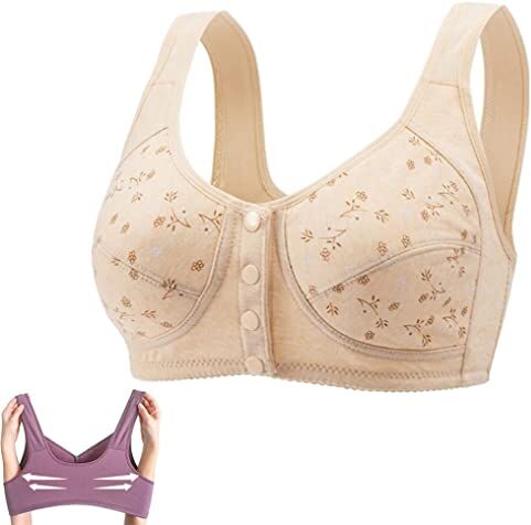 BIRKIM Wmstylist.com Bra,Wm Stylist Bra Front Closure,Cotton Front Closure Bra for Middle Aged Elder Woman (36/80, Apricot)