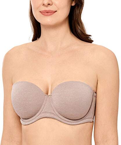 DELIMIRA Donna Reggiseno Senza Spalline Invisibile con Ferretto con Coppe Grandi Cameo Heather 7B