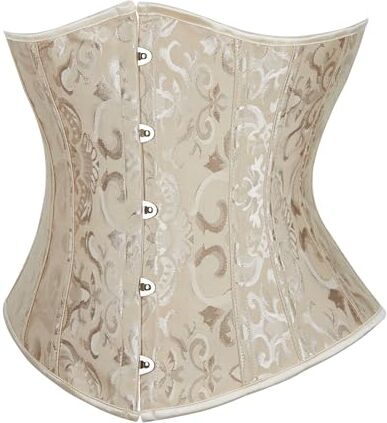 SZIVYSHI Corset Danna Sottoseno Corsetto Waist Trainer Corpetto Bustino Body Shaper Modellante Rinforzato con Stecche,Jacquard Beige,XXL