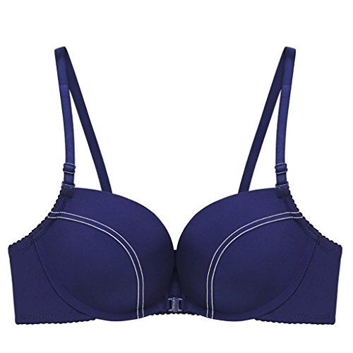 WENJUNneiyi WENJUN Fibbia Frontale Senza Cerchi Reggiseno A Strisce Luminoso Piccolo Petto Liscio Raccolto Lingerie Sexy di Spessore 3 Colori Opzionale (Colore : Blu Navy, Dimensioni : 70B)