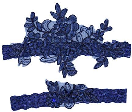 Generico Set Di Giarrettiere Di Pizzo Blu Sposa, Regalo Giarrettiera Da Sposa Giarrettiere Di Pizzo Sposa, Giarrettiera Sposa, Giarrettiera Da Sposa Di Alta Qualità, Set Da Sposa, Con Decoro Floreale