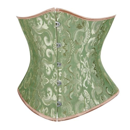 SZIVYSHI Corset Danna Sottoseno Corsetto Waist Trainer Corpetto Bustino Body Shaper Modellante Rinforzato con Stecche,Jacquard Verde,M