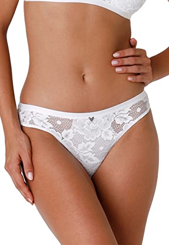 LOVABLE Slip Brasiliano Anniversary Lace Donna, Bianco, XL