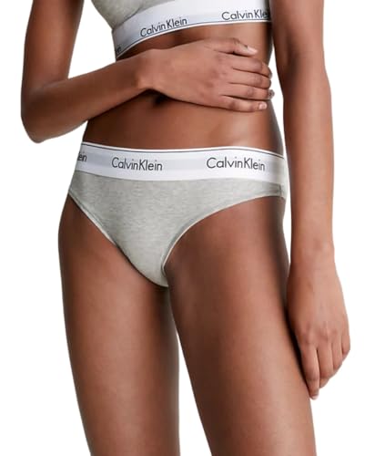 Calvin Klein Slip Brasiliana Donna Cotone Elasticizzato, Grigio (Grey Heather), L