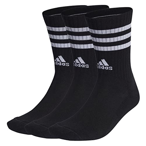 Adidas 3-stripes Cushioned Crew Socks 3 Pairs, Calzini Unisex Adulto, Black/White, S (Pacco da 3)