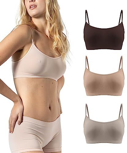 Risalti Reggiseno Senza Ferretto Spalla Stretta 3 pz Bralette Donna in Microfibra, Brassiere Top Donna Elasticizzato, Intimo Donna, Senza Cuciture Made in Italy