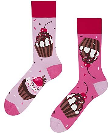 Dedoles Calzini Unisex Donna Uomo & Bambini Calze Cotone con tanti Design divertenti sinistra destra diversi, colore: Rosa, disegno: Cupcake rosa, taglia: 35-38