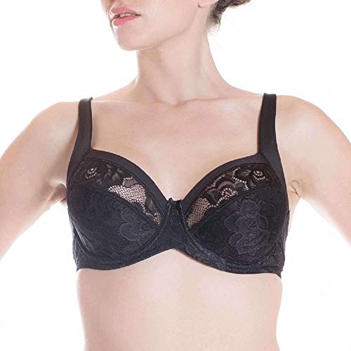 LEPEL BALCONCINO DONNA  CON FERRETTO ART 231 COLORE A SCELTA MISURA A SCELTA COPPA C E D COMPOSIZIONE 62%POLIAMMIDE 30%COTONE 8%ELASTAN QUALITA' GARANTITA  (4-D, NERO)