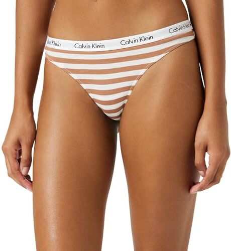 Calvin Klein Perizoma Donna 3 Pack Thong 3 PK Elasticizzato, Blue/White/Rainer Stripe Sandalwood, XS